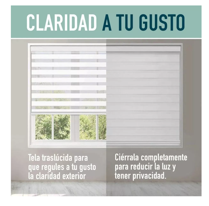 Cortina Roller Doble Capa Duo Zebra Día Y Noche 90x200cm-4