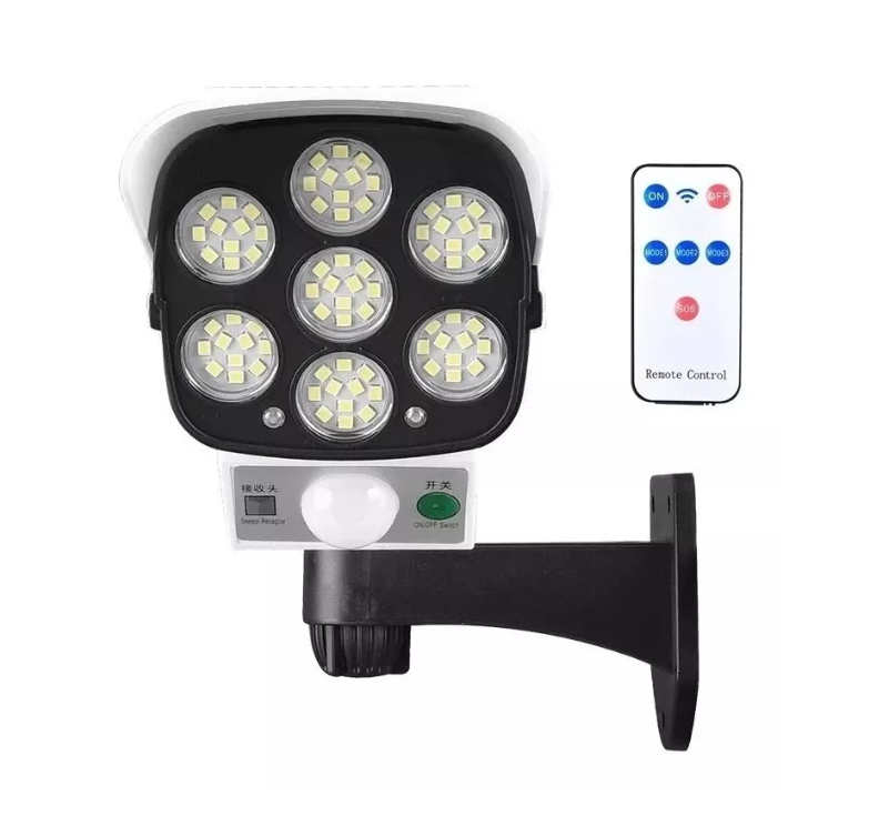 Foco Solar Tipo Camara Sensor De Movimiento + Control Remoto-0