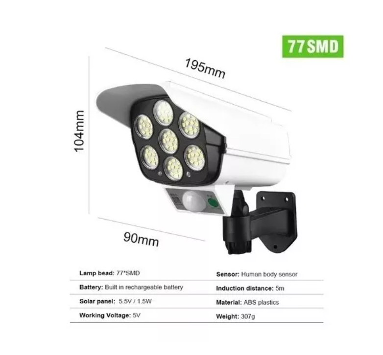 Foco Solar Tipo Camara Sensor De Movimiento + Control Remoto-5