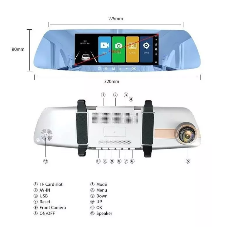 Frontal Cámara De Auto Espejo Retrovisor + Cámara Retroceso-2