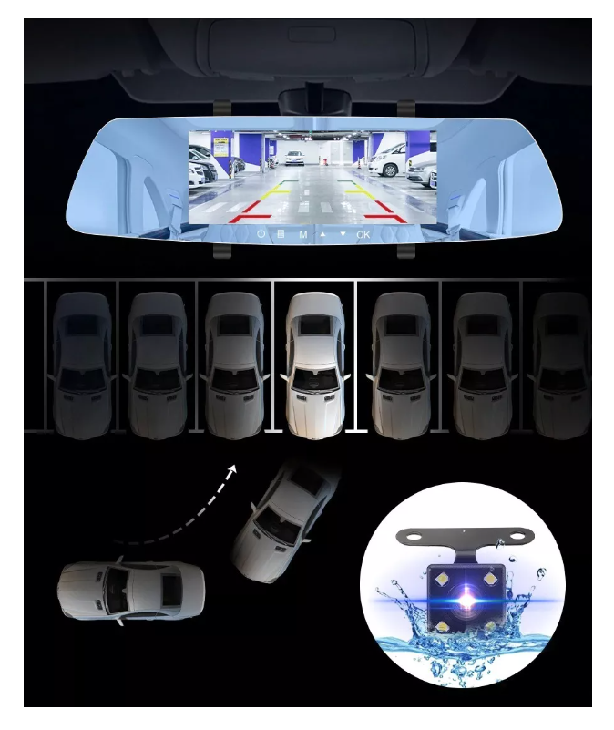 Frontal Cámara De Auto Espejo Retrovisor + Cámara Retroceso-5