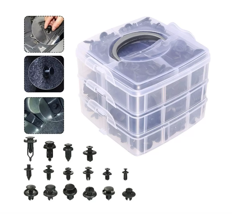 Caja 620 Clips Broche Retencion Lata Plastico Auto Tapabarro-0