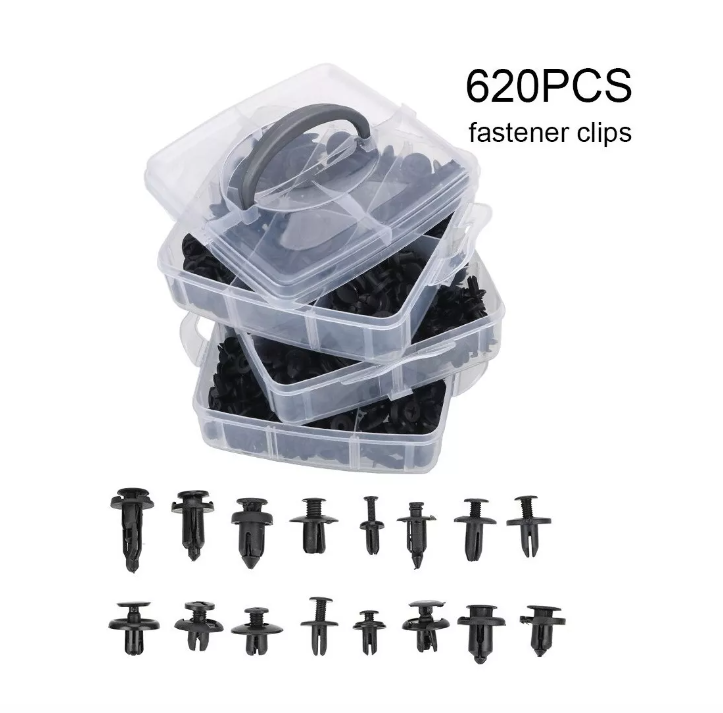 Caja 620 Clips Broche Retencion Lata Plastico Auto Tapabarro-1