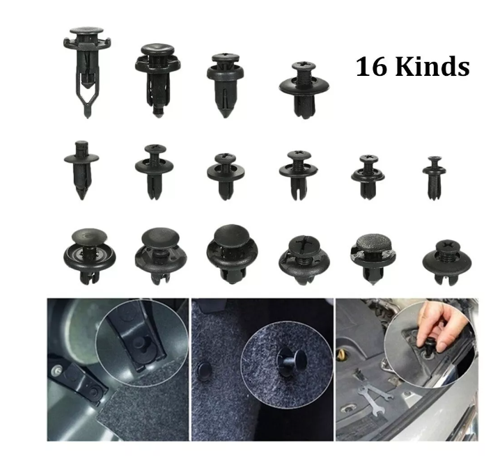 Caja 620 Clips Broche Retencion Lata Plastico Auto Tapabarro-2