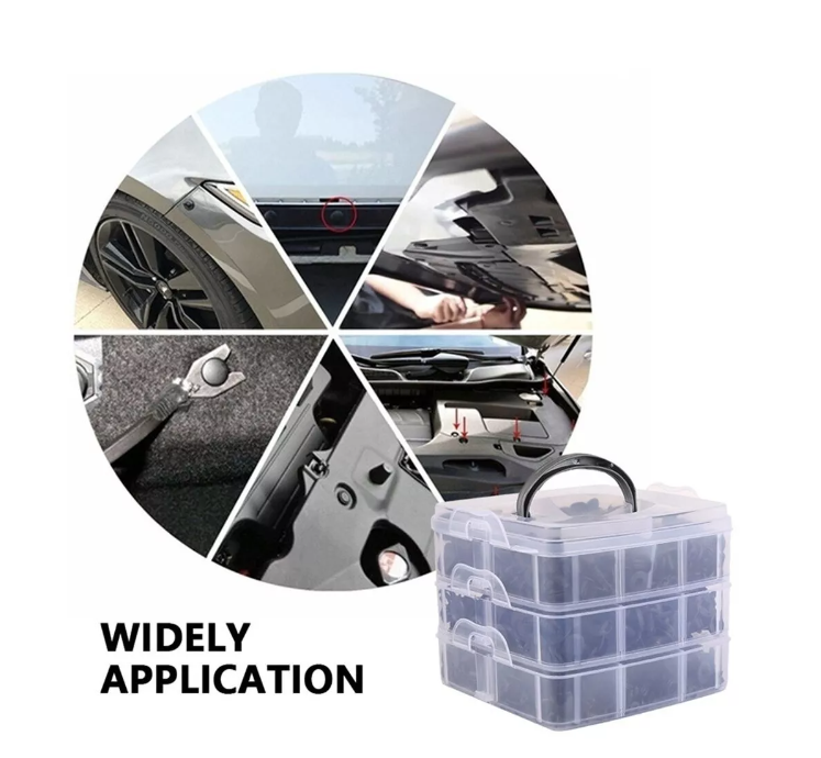 Caja 620 Clips Broche Retencion Lata Plastico Auto Tapabarro-4