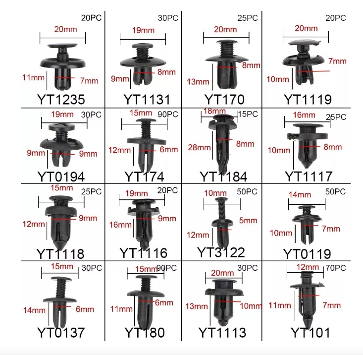 Caja 620 Clips Broche Retencion Lata Plastico Auto Tapabarro-5