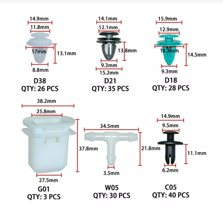 Caja 730 Clips Broche Retencion Plastico Lata Auto Tapabarro-1