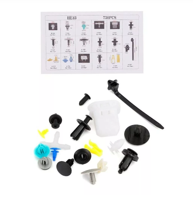 Caja 730 Clips Broche Retencion Plastico Lata Auto Tapabarro-4