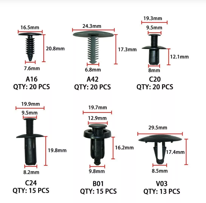 Caja 730 Clips Broche Retencion Plastico Lata Auto Tapabarro-6