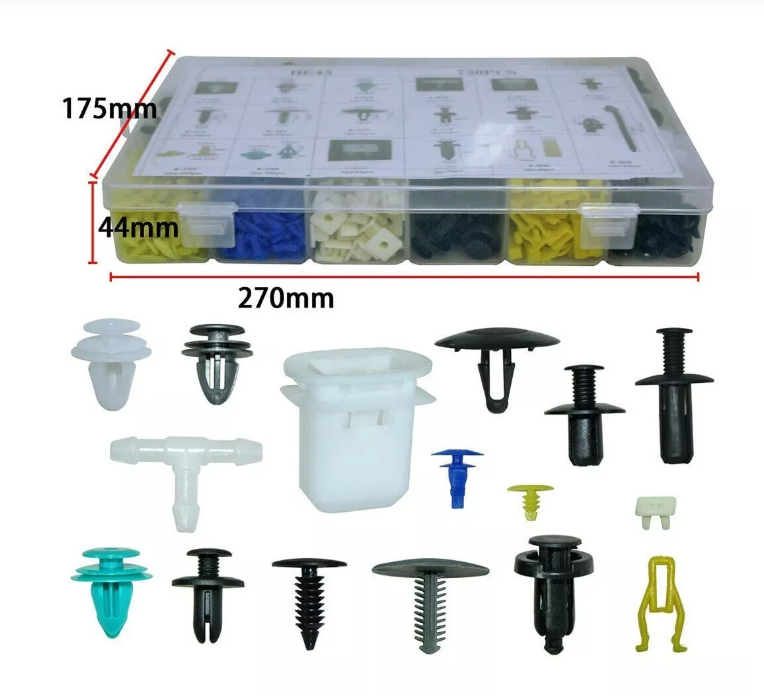 Caja 730 Clips Broche Retencion Plastico Lata Auto Tapabarro-7