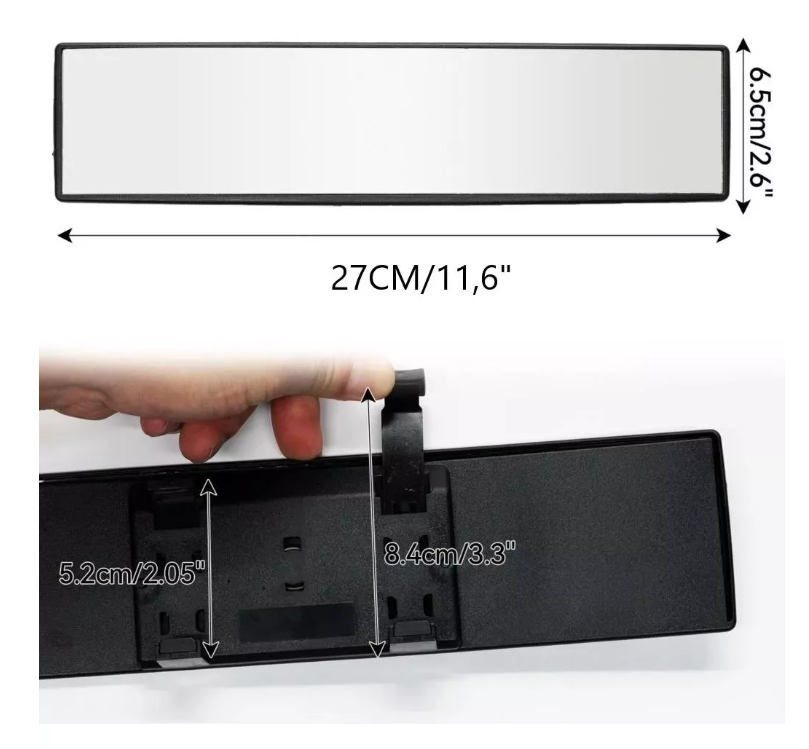 Espejo Retrovisor Universal Visor 27cm Panoramico Interior-2