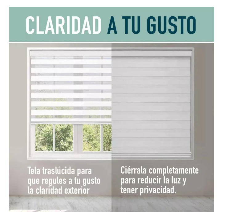 Cortina Roller Doble Capa Duo Zebra Día Y Noche 240x240cm-6