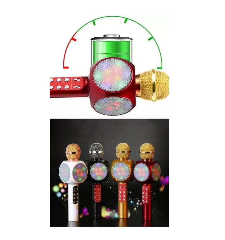 Microfono Inalambrico Karaoke Bocina Bluetooth Fm Radio Led-5
