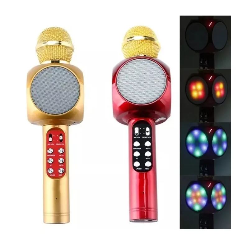 Microfono Inalambrico Karaoke Bocina Bluetooth Fm Radio Led-7