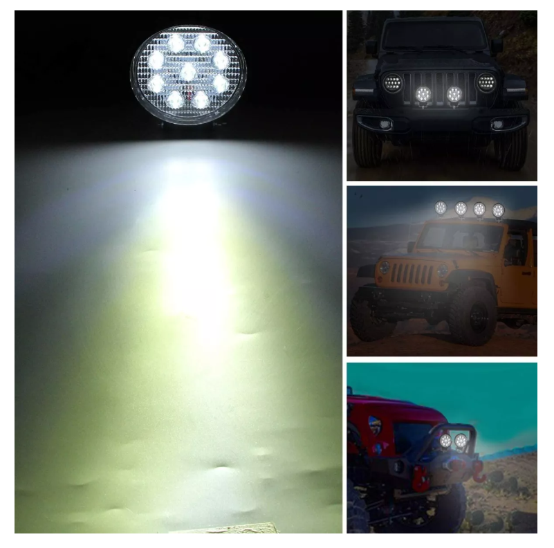 Luces Foco Neblinero Led 27w 4x4 Auto Moto Caminon Redondo-1