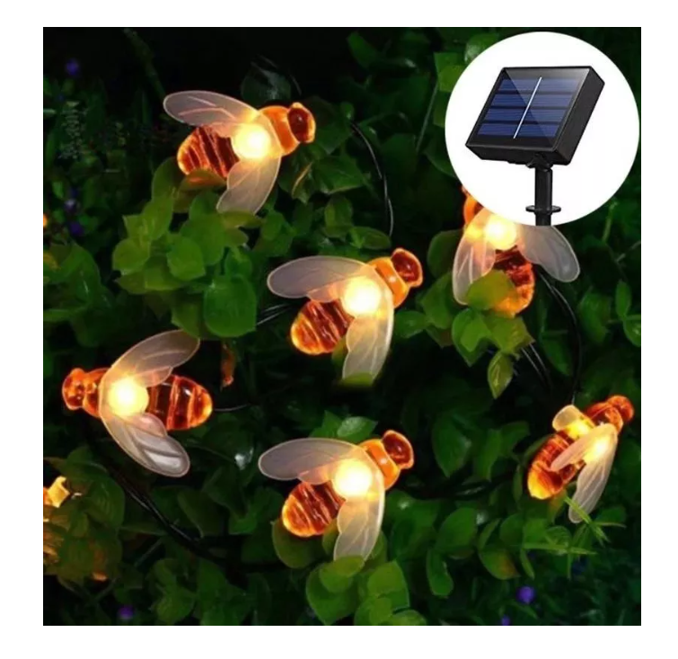 Lampara Guirnalda Luces Led Solar Abeja Calido 10m-2