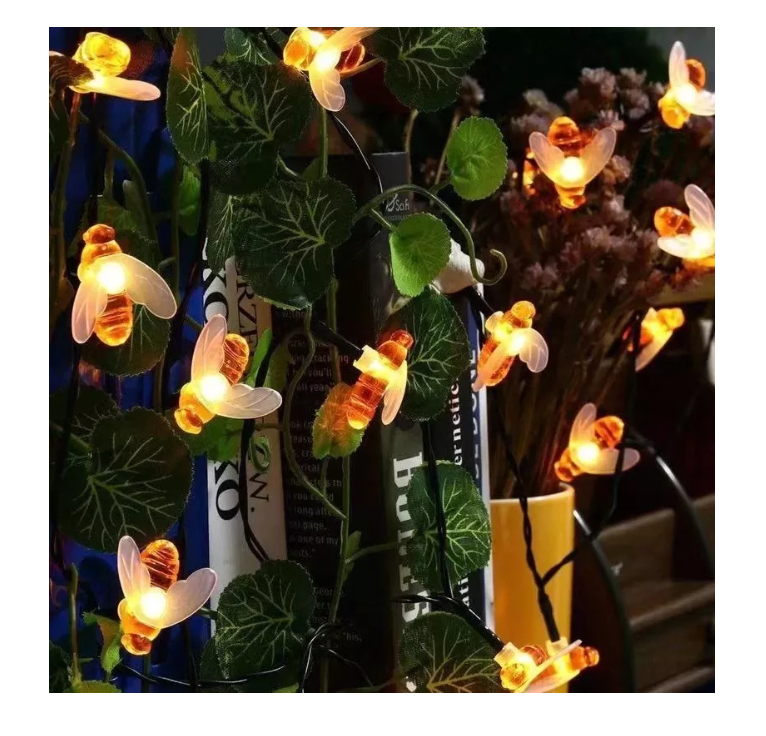 Lampara Guirnalda Luces Led Solar Abeja Calido 10m-3