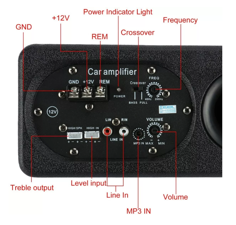 Subwoofer Plano Amplificador Parlante + Kit Instalación 12v-4