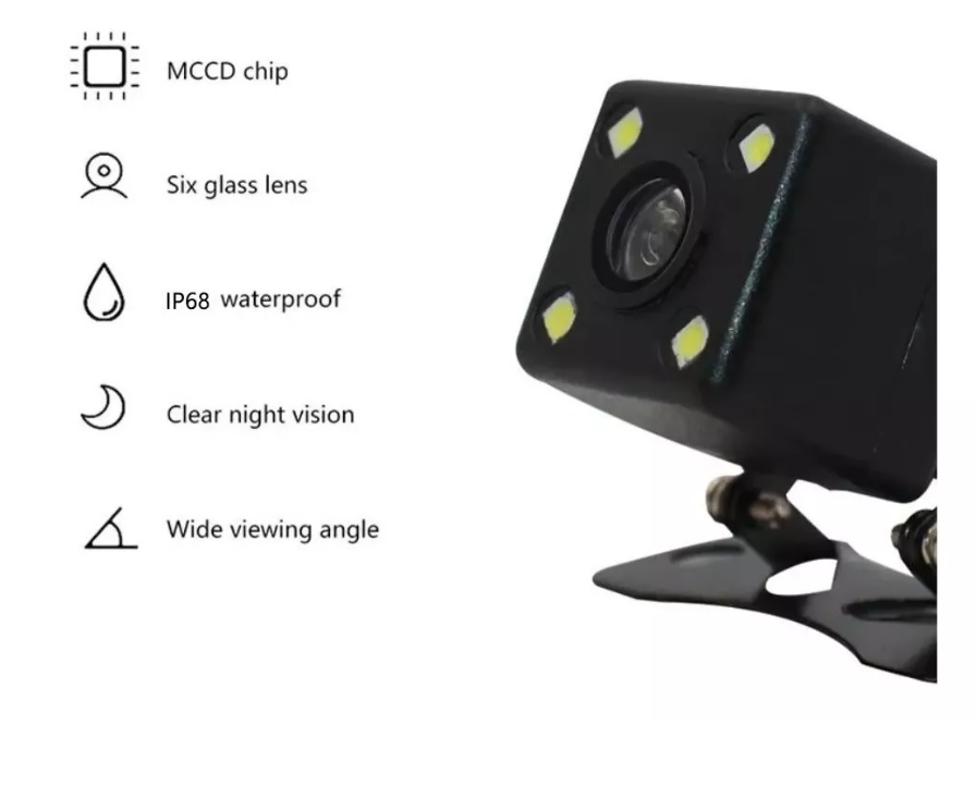 Hd Camara Auto Visión Nocturna Retroceso 4 Led Ip66 12v-1