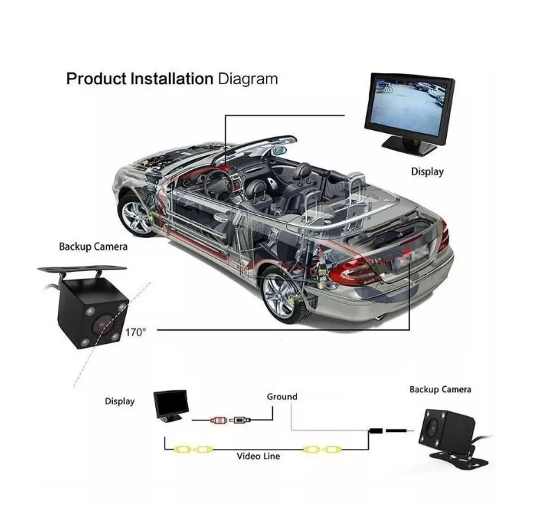 Hd Camara Auto Visión Nocturna Retroceso 4 Led Ip66 12v-7