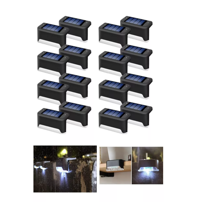 X16 Pack Luz Led Lampara Solar Balcon Escalera Pared Jardin-0