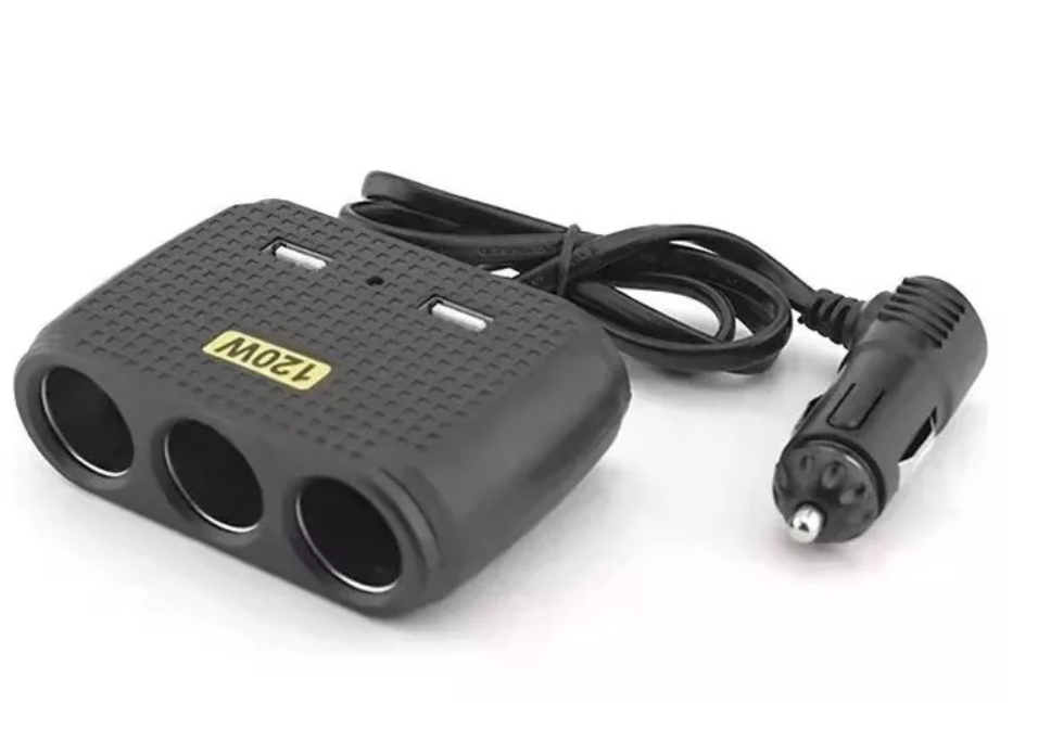 Adaptador Para Enchufe Encendedor Auto 1 A 3 +2 Usb Cargador-0