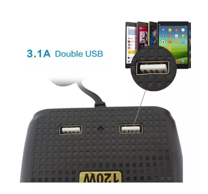 Adaptador Para Enchufe Encendedor Auto 1 A 3 +2 Usb Cargador-2