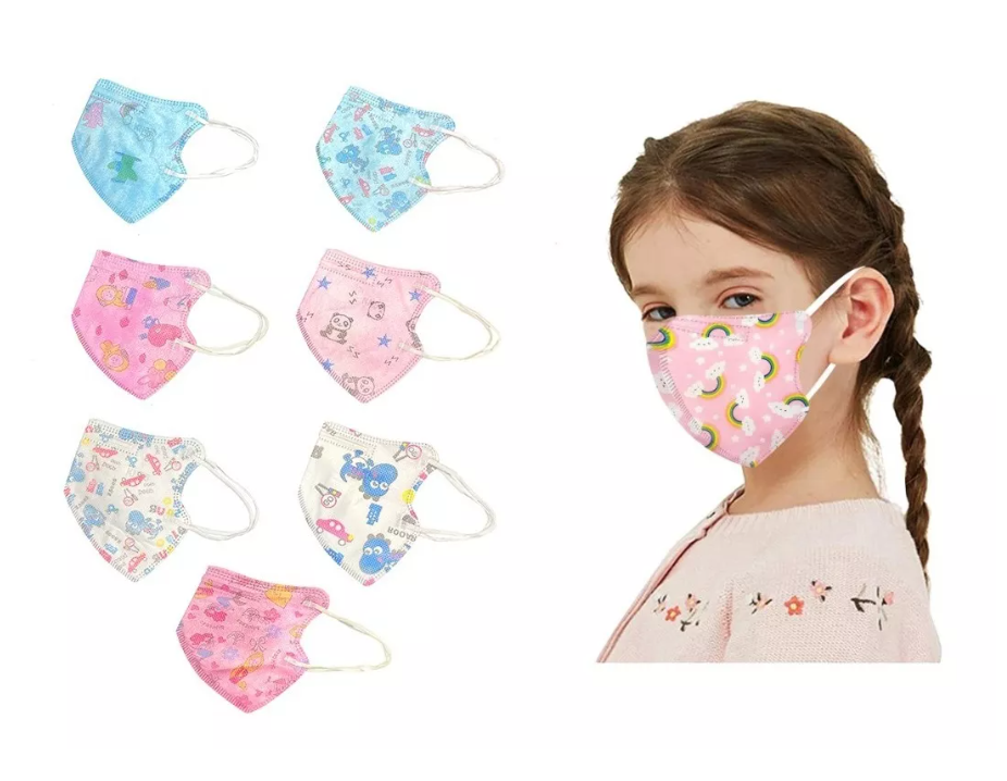 X100 Mascarillas Niño Con Diseño Kn95 5pliegues Reutilizable niña-0