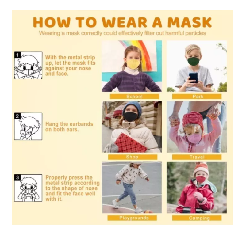 X100 Mascarillas Niño Con Diseño Kn95 5pliegues Reutilizable niña-7