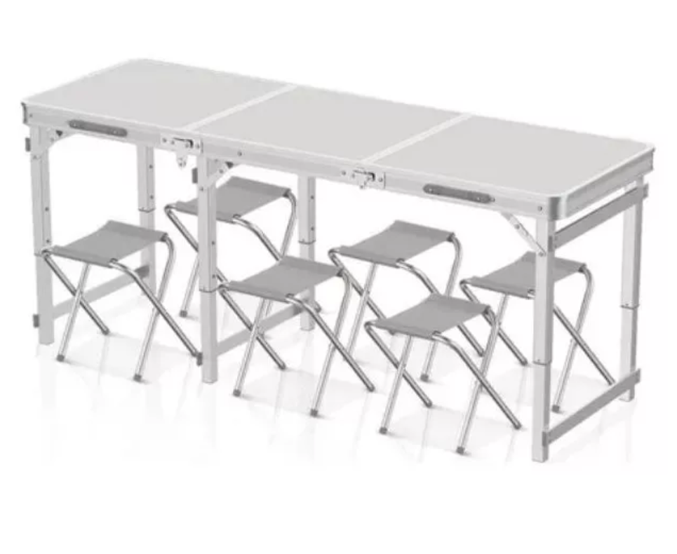 Mesa Camping Aluminio 180x60cm + 6 Sillas-0