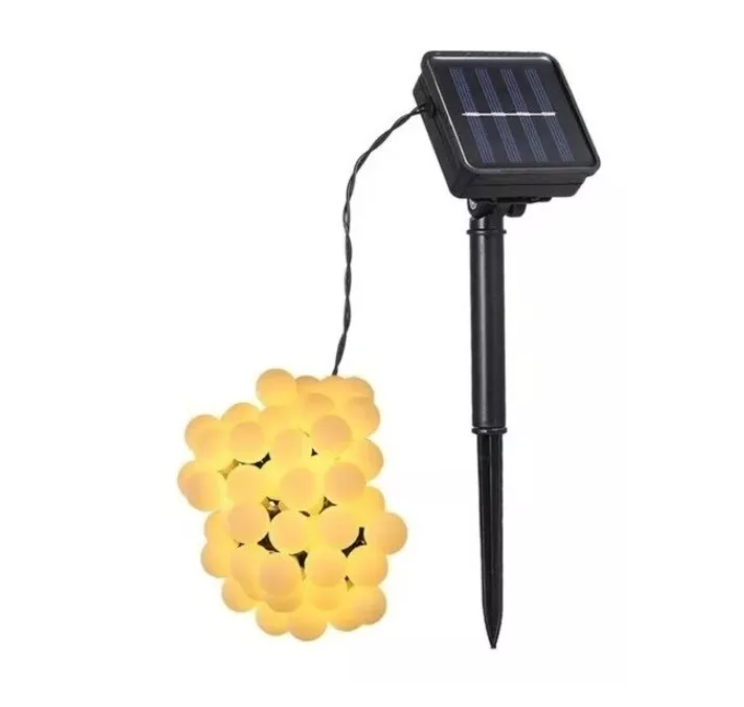 Guirnalda Solar 30 Pelotitas Amarillo Cálido 5 Metros-0