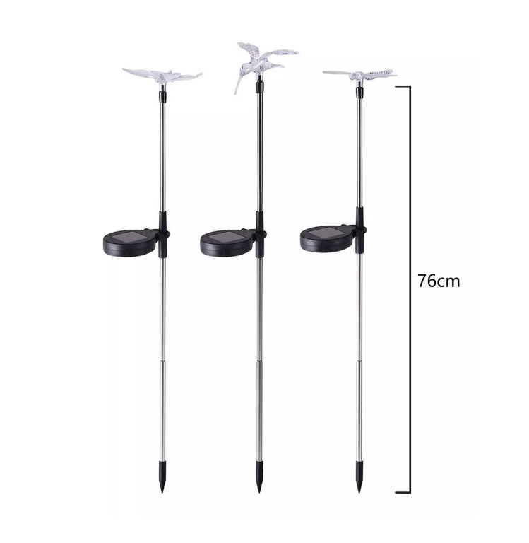 Estaca Solar X3 Lampara Jardín Led Colibri Libelula Mariposa-2