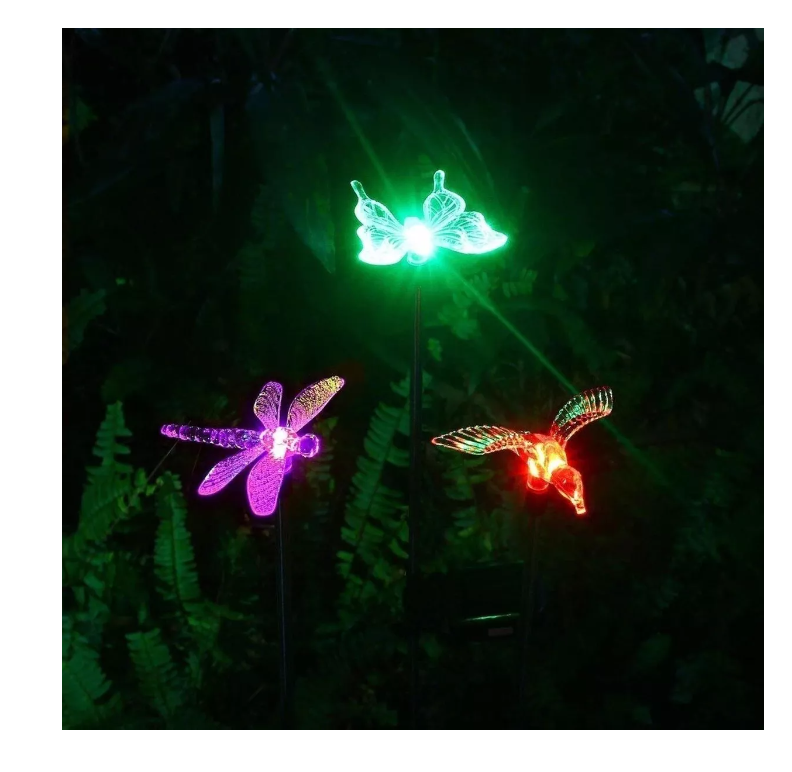 Estaca Solar X3 Lampara Jardín Led Colibri Libelula Mariposa-5