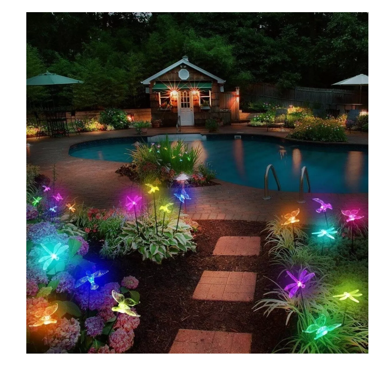 Estaca Solar X3 Lampara Jardín Led Colibri Libelula Mariposa-6