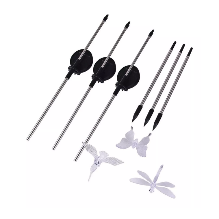 Estaca Solar X3 Lampara Jardín Led Colibri Libelula Mariposa-1
