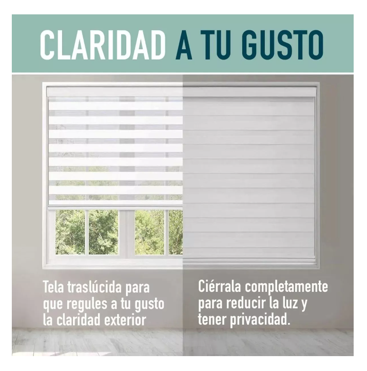Cortina Roller Doble Capa Duo Zebra Día Y Noche 100x200cm-4