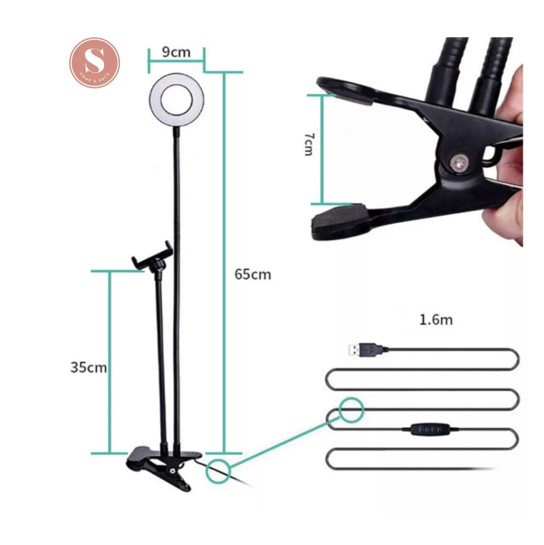 Lámpara Escritorio Aro Luz Fotografia Led Selfie Tiktok 2en1-1