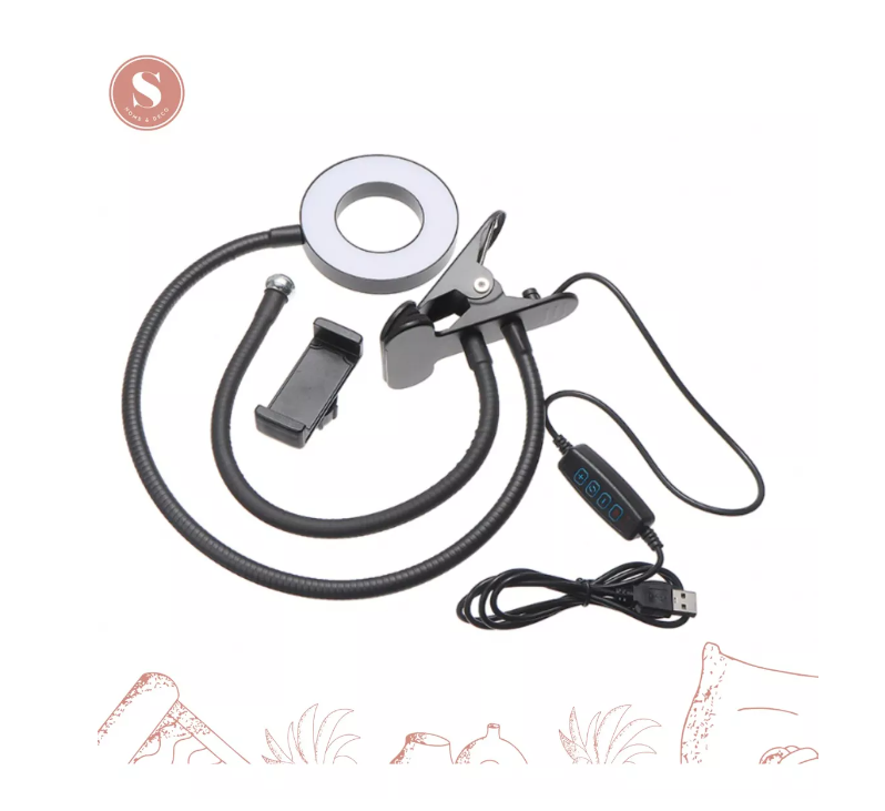 Lámpara Escritorio Aro Luz Fotografia Led Selfie Tiktok 2en1-3