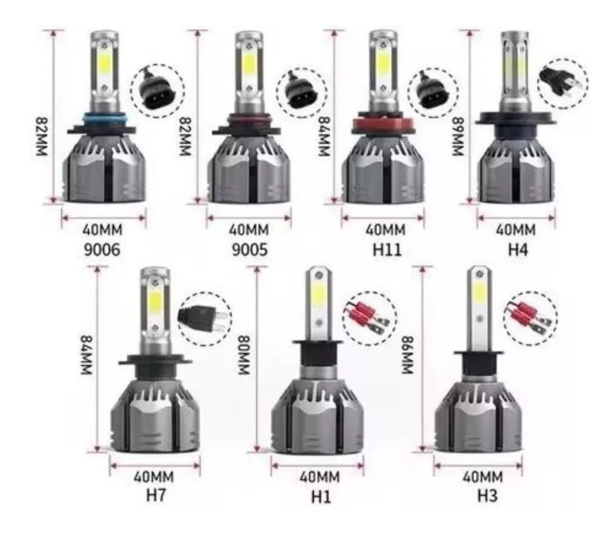 Kit R11 Turbo Led H1 H3 H4 H7 H11 H13 9005 9006 880 12000lm-3