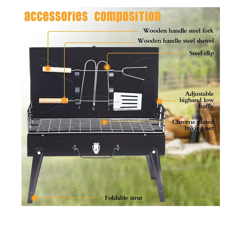Mini Estufa Parrilla Parrillera Plegable Barbacoa Utensilio-3