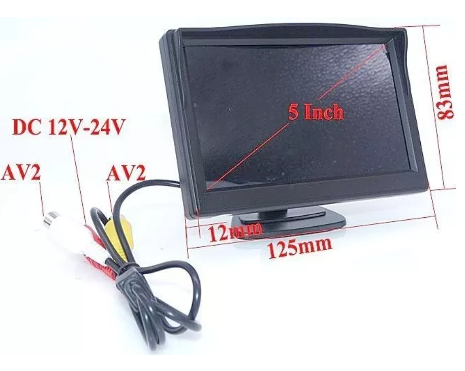 Pantalla 5 Monitor Ajustable Lcd Cámara Retroceso Auto 12v-5