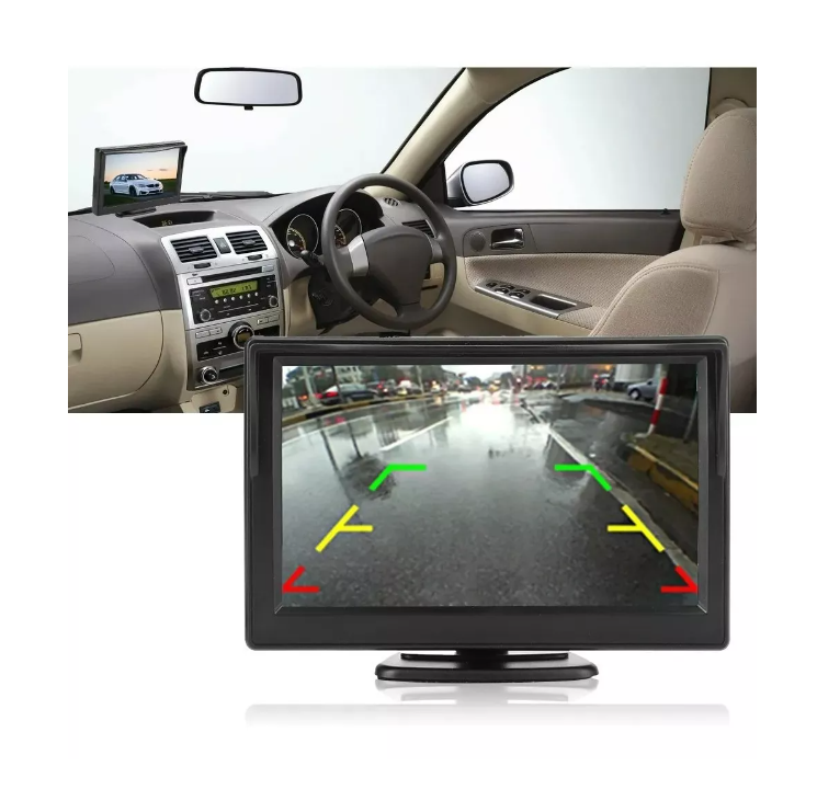 Pantalla 5 Monitor Ajustable Lcd Cámara Retroceso Auto 12v-1