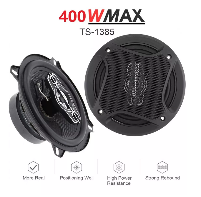 Kit 2 Parlantes Auto 13cm Redondo 400wmax Coaxial -2