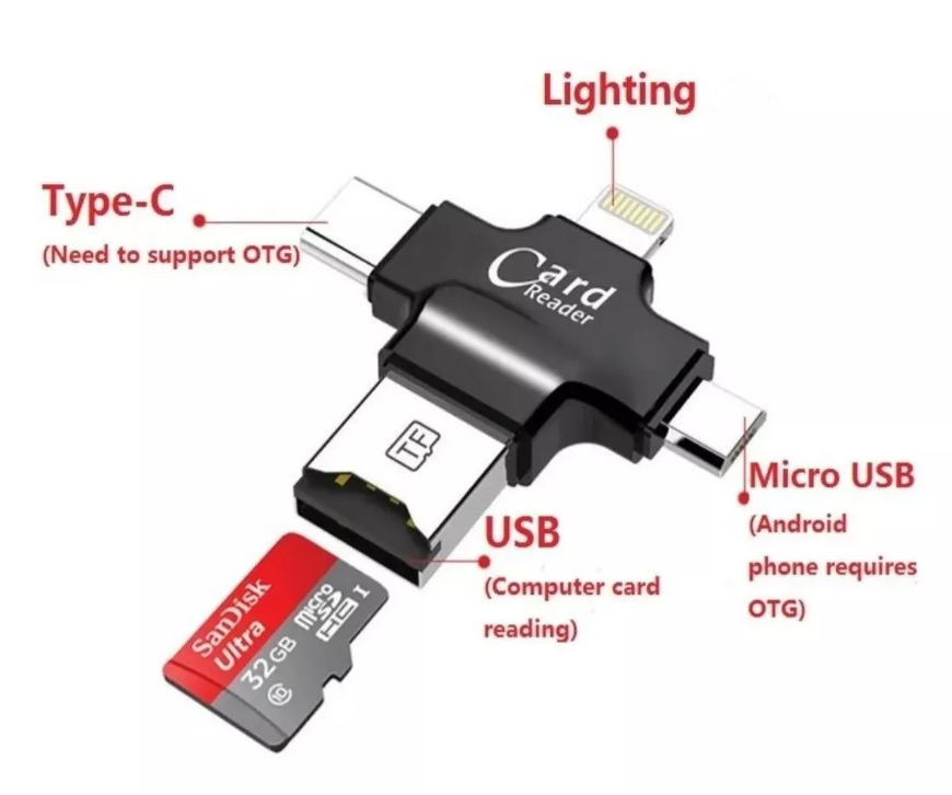 Lector Tarjeta Sd Tf Tablet Pad Micro Usb Type C-4
