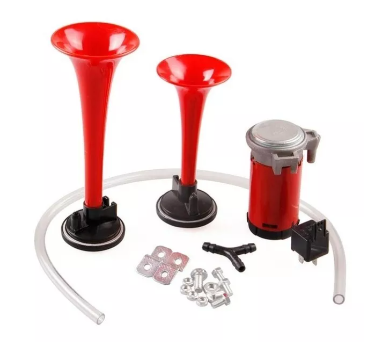 Kit Doble Bocina Eléctrica Trompeta Aire Comprimido Auto 12v-0