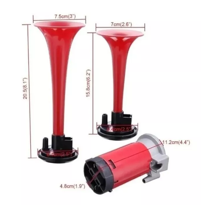 Kit Doble Bocina Eléctrica Trompeta Aire Comprimido Auto 12v-1