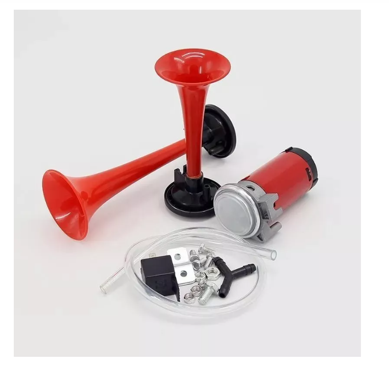Kit Doble Bocina Eléctrica Trompeta Aire Comprimido Auto 12v-4