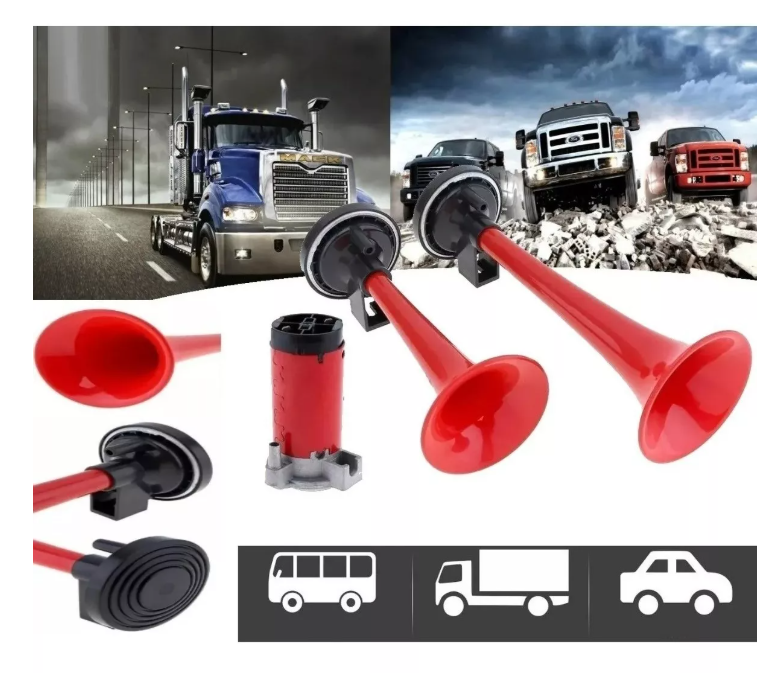 Kit Doble Bocina Eléctrica Trompeta Aire Comprimido Auto 12v-7