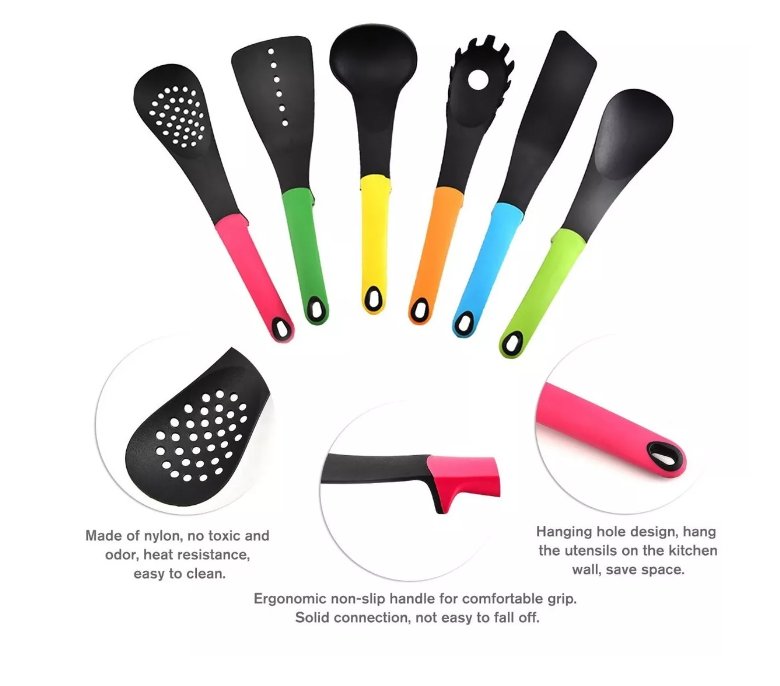 Set 6 Utensilios Para Cocina Cucharones Espumaderas Espátula-4