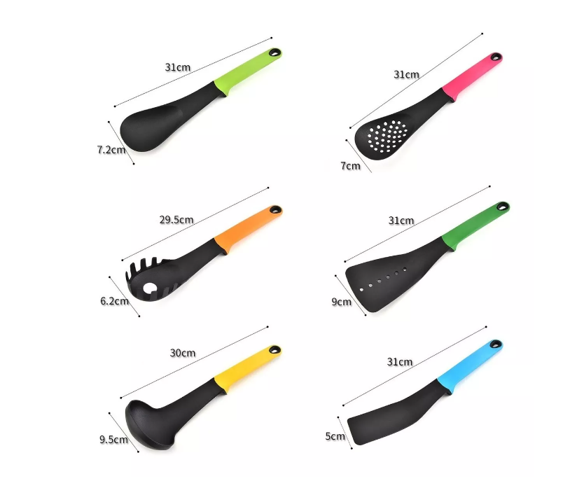 Set 6 Utensilios Para Cocina Cucharones Espumaderas Espátula-5